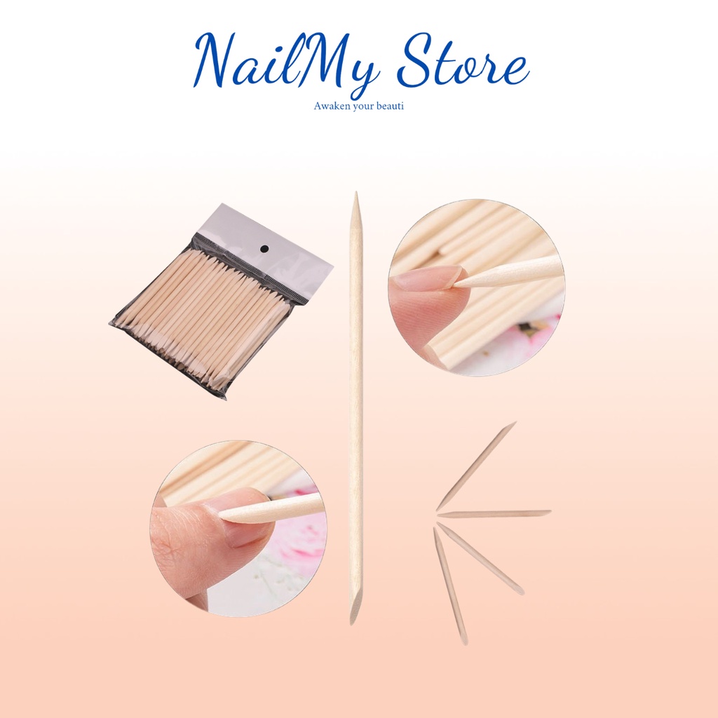 Que gỗ đẩy da chết, tháo móng úp, dùng trong nailbox (1k / 2 que)