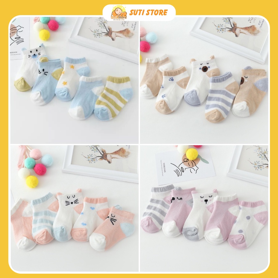 Set 5 đôi tất lưới đẹp dùng 4 mùa cho bé từ sơ sinh đến 2 tuổi