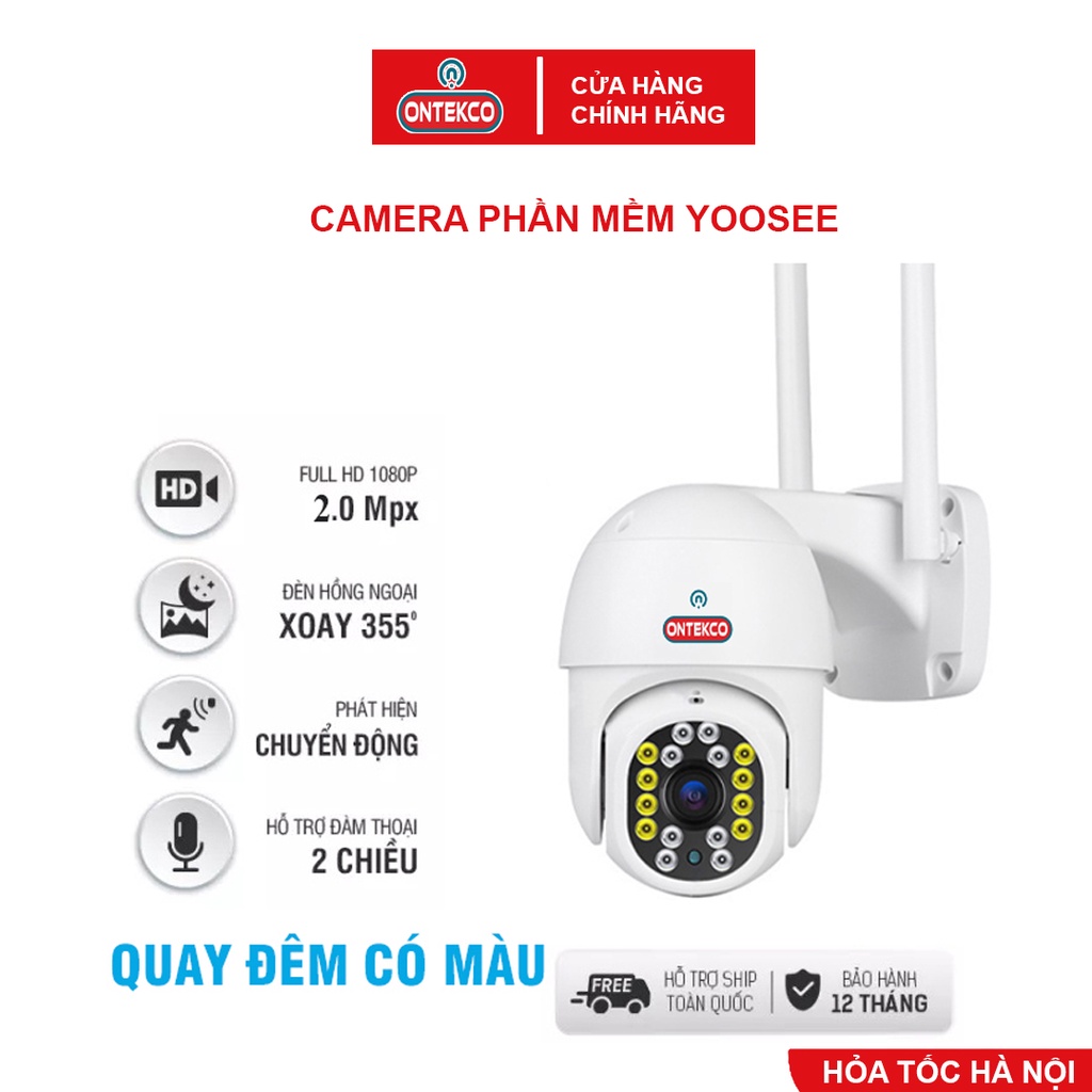 [MẪU MỚI] Camera ONTEKCO Yoosee ngoài trời chống nước PTZ 10 LED 1080P có màu ban đêm