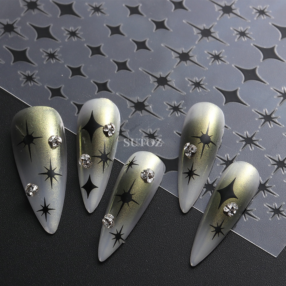 Miếng Dán Trang Trí Móng Tay 3D Tự Dính Hình Thánh Giá Màu Vàng / Bạc Phong Cách Punk