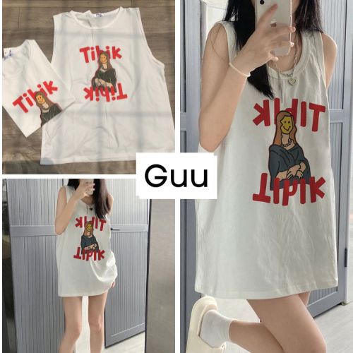 Áo ba lỗ sát nách dáng thụng phong cách thể thao unisex GUU