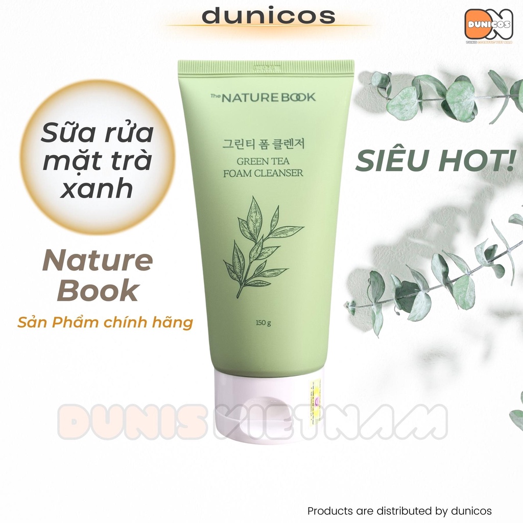 Sữa rửa mặt trà xanh Nature Book nhập khẩu Hàn Quốc chính hãng làm sạch sâu cho da khô da dầu mụn nhạy cảm [dunicos]