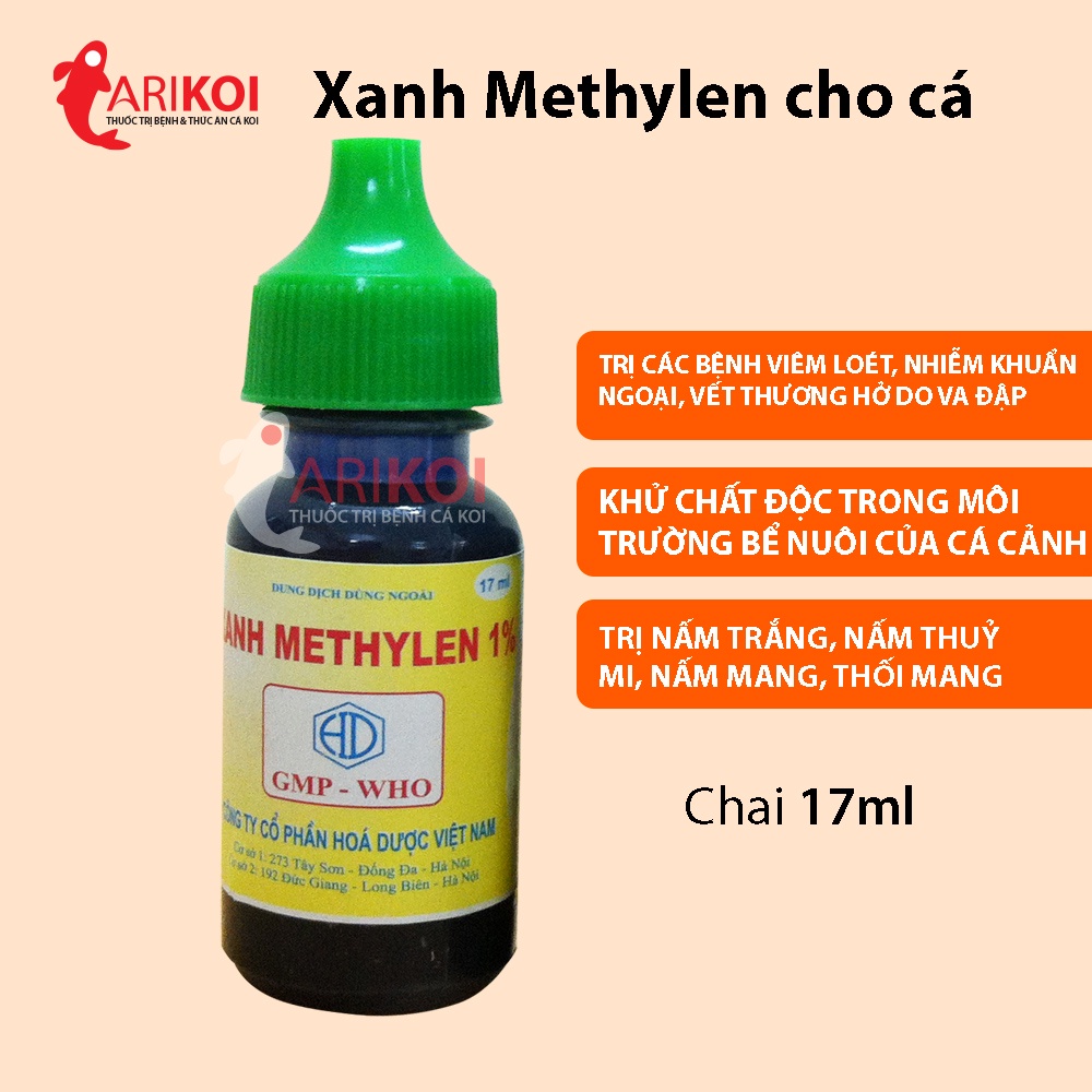 Xanh Methylen bôi ngoài da, vết thương hở cho cá cảnh - Xanh Methylen bôi thuỷ đậu chai 17ml giá tốt