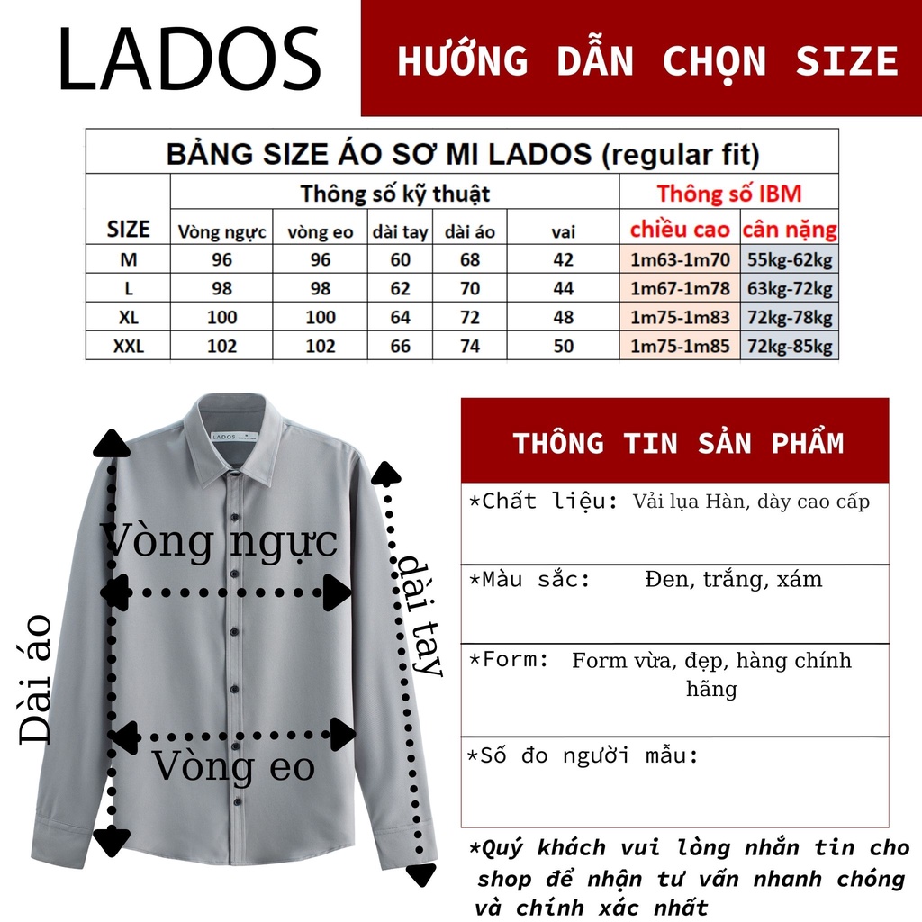 Áo sơ mi dài tay nam vải chéo Hàn cao cấp LADOS - 8107 không nhăn, form đẹp