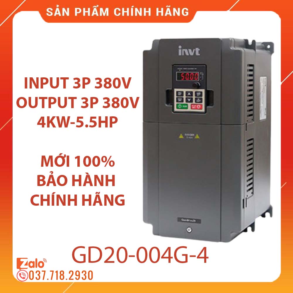 Biến tần vào 3 Pha 380VAC ra 3 Pha 380V, công suất 4kw - 5.5HP, GD20-004G-4