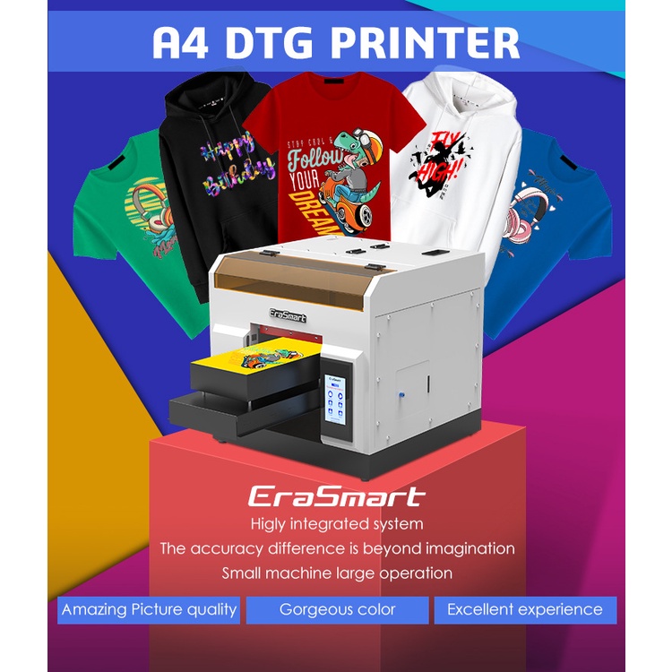 Erasmart A4 DTG truyền nhiệt in kỹ thuật số trực tiếp tất cả trong một máy offset DTF