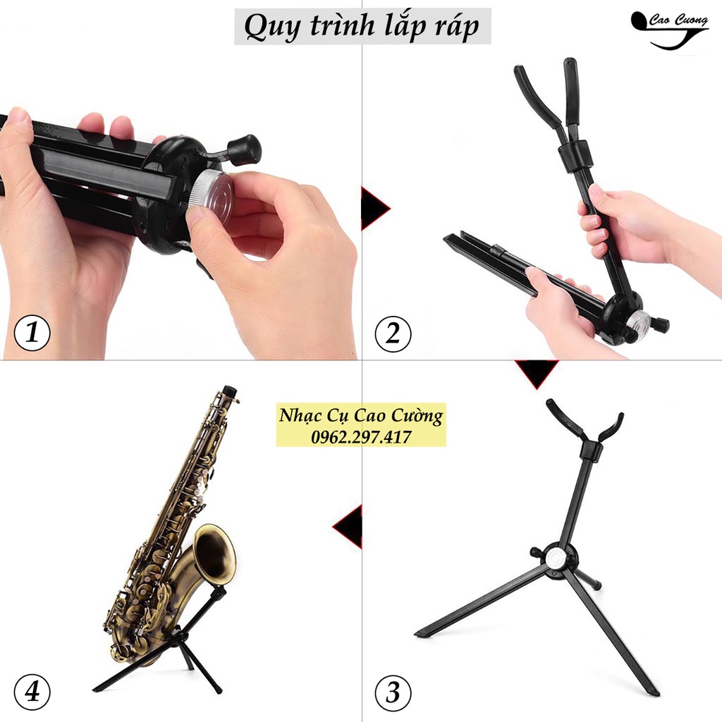 Giá Đỡ Kèn, Chân Kèn Saxophone Cao Cấp Có Thể Gấp Gọn Tiện Dụng Nhạc Cụ Cao Cường