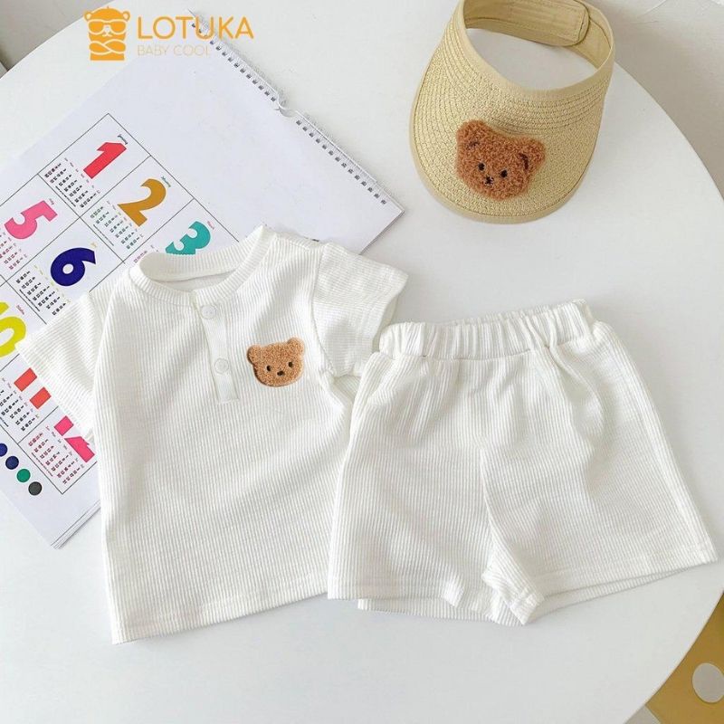 Bộ Quần Áo Cộc LOTUKA, Chất Liệu Tăm Lạnh Mềm Mịn Thoáng Mát Size 4-18kg