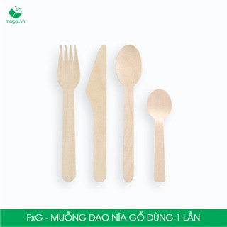 100 chiếc Muỗng gỗ, Nĩa gỗ, Dao gỗ - Nhiều loại - Thìa gỗ, dụng cụ ăn uống take away dùng 1 lần