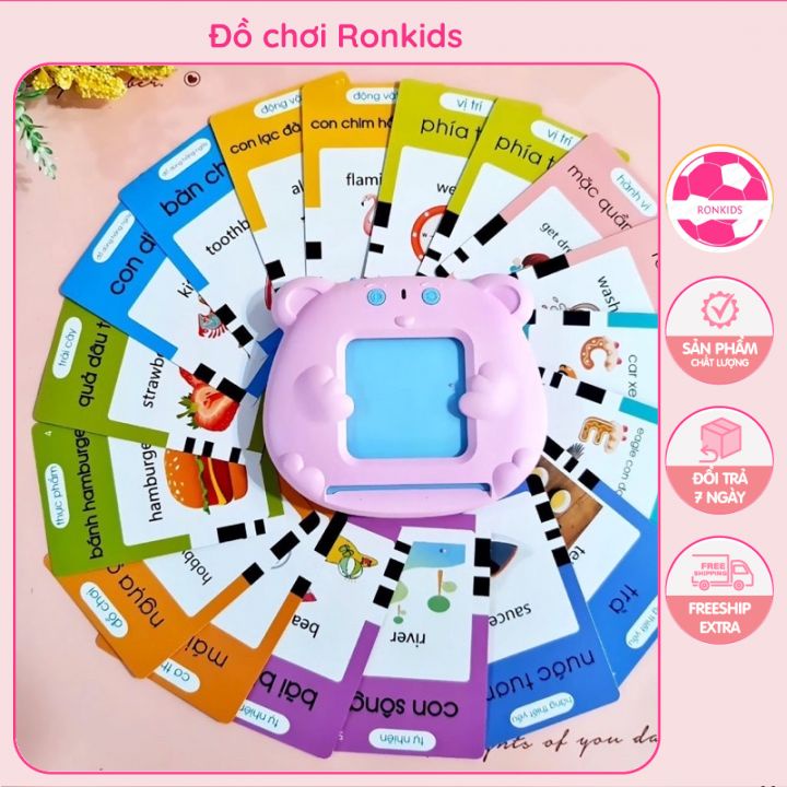 -Máy Đọc Thẻ Flashcard Anh-Việt 3 Chế Độ Đọc: Song Ngữ Anh-Việt, Tiếng Anh, Tiếng Việt Kèm Phát Nhạc