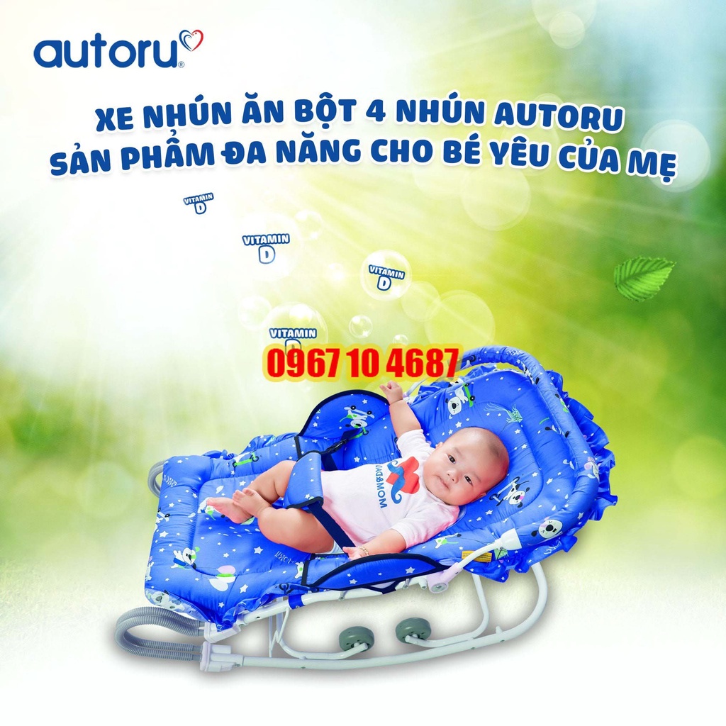 Ghế rung nhún cho bé AUTORU cao cấp kèm màn chống muỗi