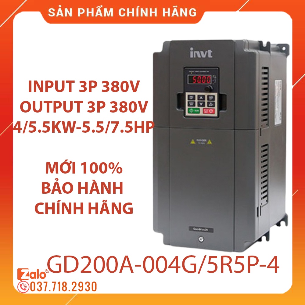 Biến tần vào 3 Pha 380VAC ra 3 Pha 380VAC, công suất 4kw/ 5.5kw, GD200A-004G/5R5P-4