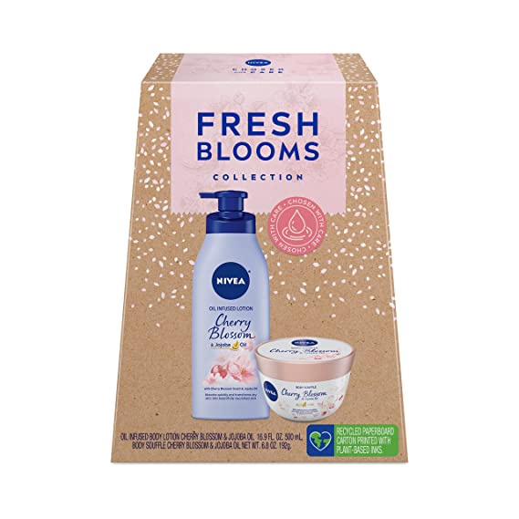 Hộp quà tặng NIVEA Fresh Bloom, Kem dưỡng da NIVEA và Kem dưỡng thể NIVEA, Hoa anh đào và Dầu Jojoba (Mỹ)