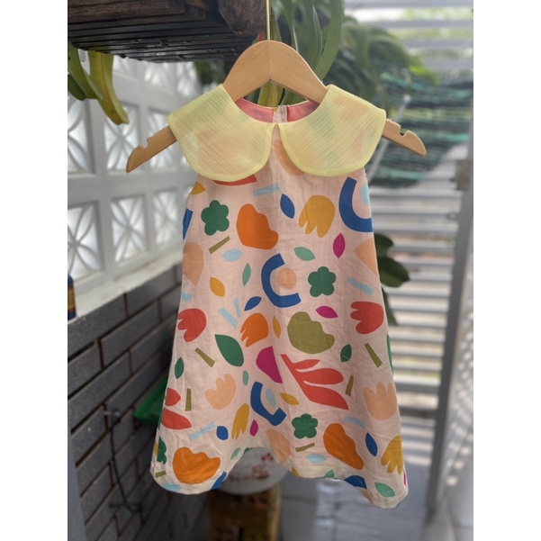 Đầm váy bé gái sát nách cotton sắc màu