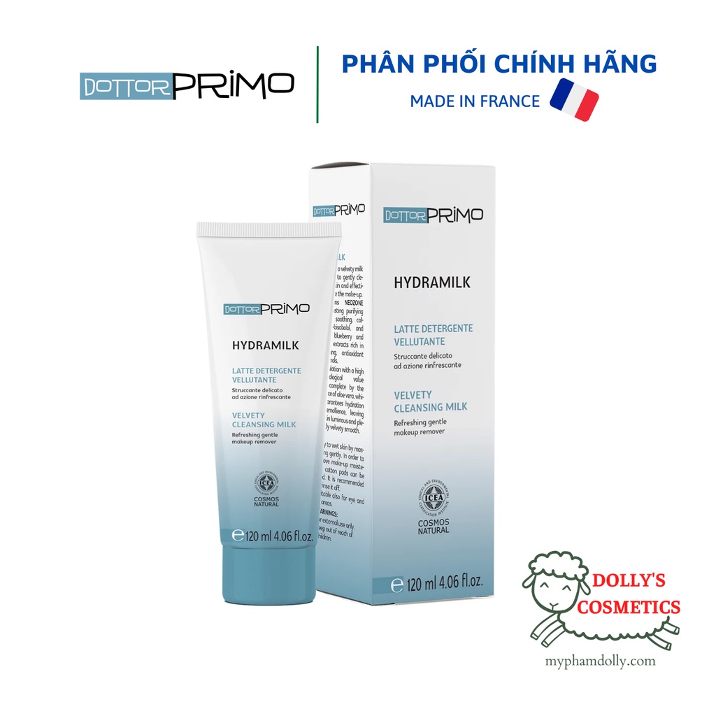 Sữa Rửa Mặt Hữu Cơ DottorPrimo Hydramilk Cho Da Nhạy Cảm Dễ Bị Kích Ứng (Chai 120ml)