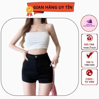 Quần short jeans kaki cạp cao