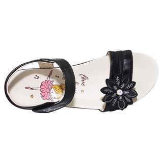 Sandal đế bằng bé gái Bita's SOB.281 (Đen + Hồng thạch anh + Trắng)