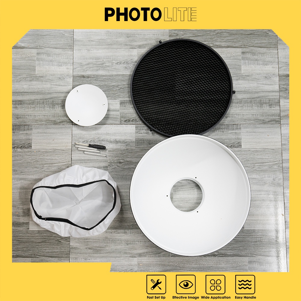 Beauty dish trắng Photolite size 42cm tạo ánh sáng mềm mịn chuyên chụp chân dung và beauty