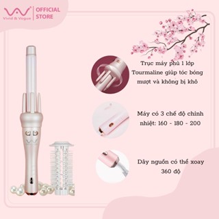 Máy uốn tóc, máy làm tóc xoăn Vivid Vogue chính hãng Version 3 trục 28mm - Mimi Máy Làm Tóc