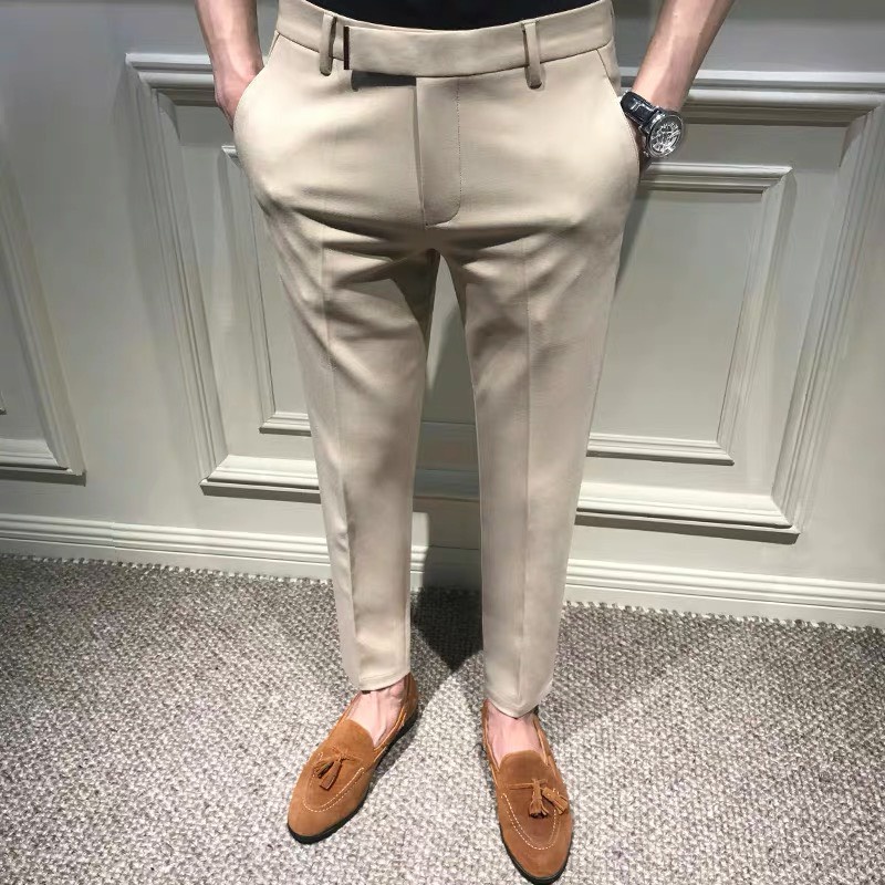 Quần âu nam đen mix kẹp thay thắt lưng , quần tây nam dáng ôm fom slimfit , phong cách công sở hàn quốc