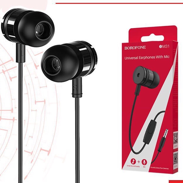 Tai Nghe Có Dây Borofone BM31 Chính Hãng, Tai Nghe Nhét Tai Có Mic Bảo Hành 12 Tháng