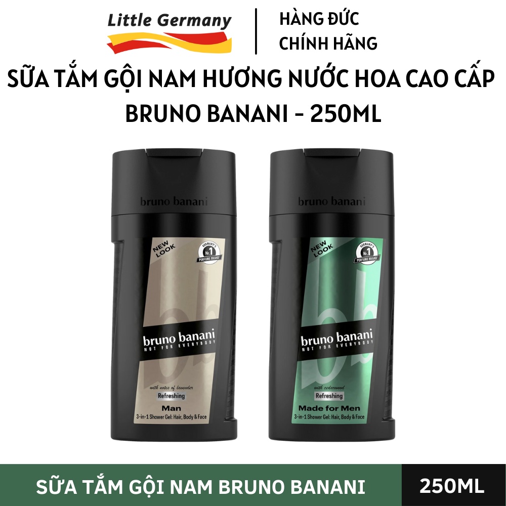 Sữa tắm gội nam hương nước hoa cao cấp Bruno Banani 250ML - Hương nước hoa nam tính, loại bỏ sạch bụ