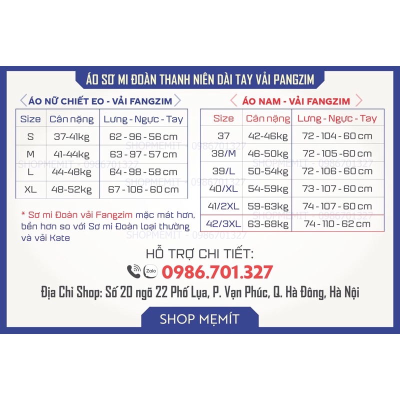 Áo Sơ Mi Đoàn Thanh Niên Cộc Tay Vải Pangrim Form Chuẩn