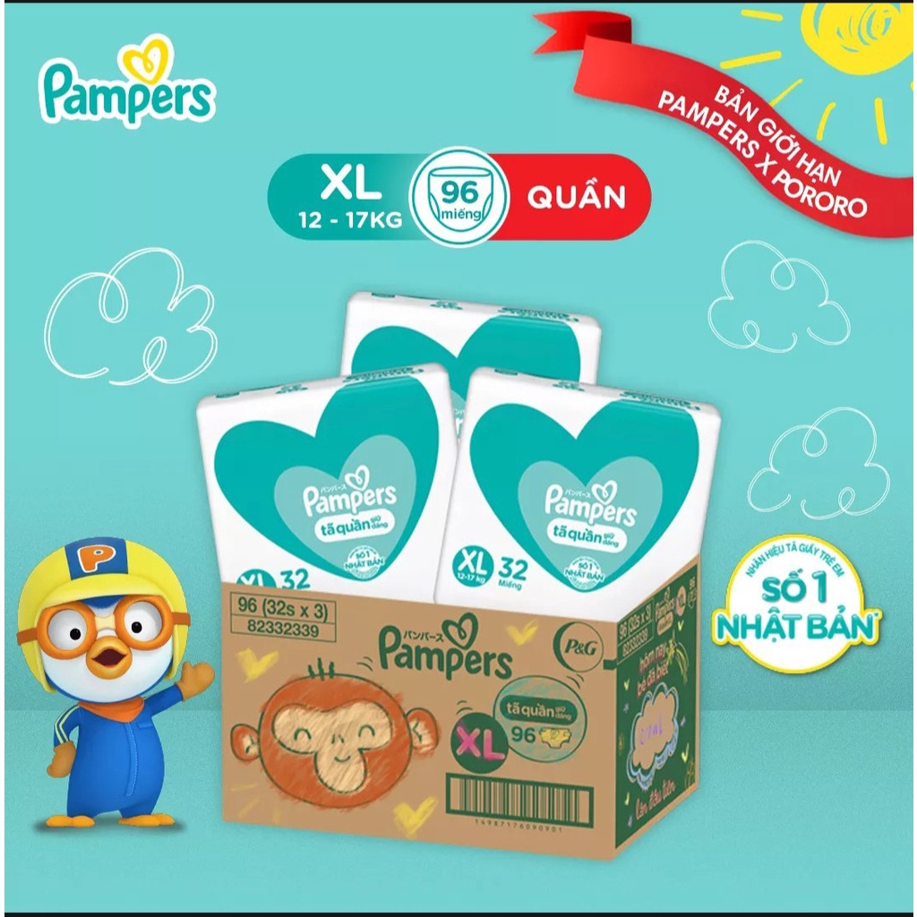 Thùng 3 Gói Tã Quần PAMPERS Giữ Dáng Pampers L108/XL96/XXL84