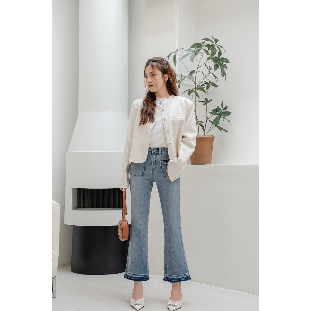 Áo khoác vest cổ tròn túi chìm phối nút trơn 3 màu LENCLOTHING 9563 | BigBuy360 - bigbuy360.vn