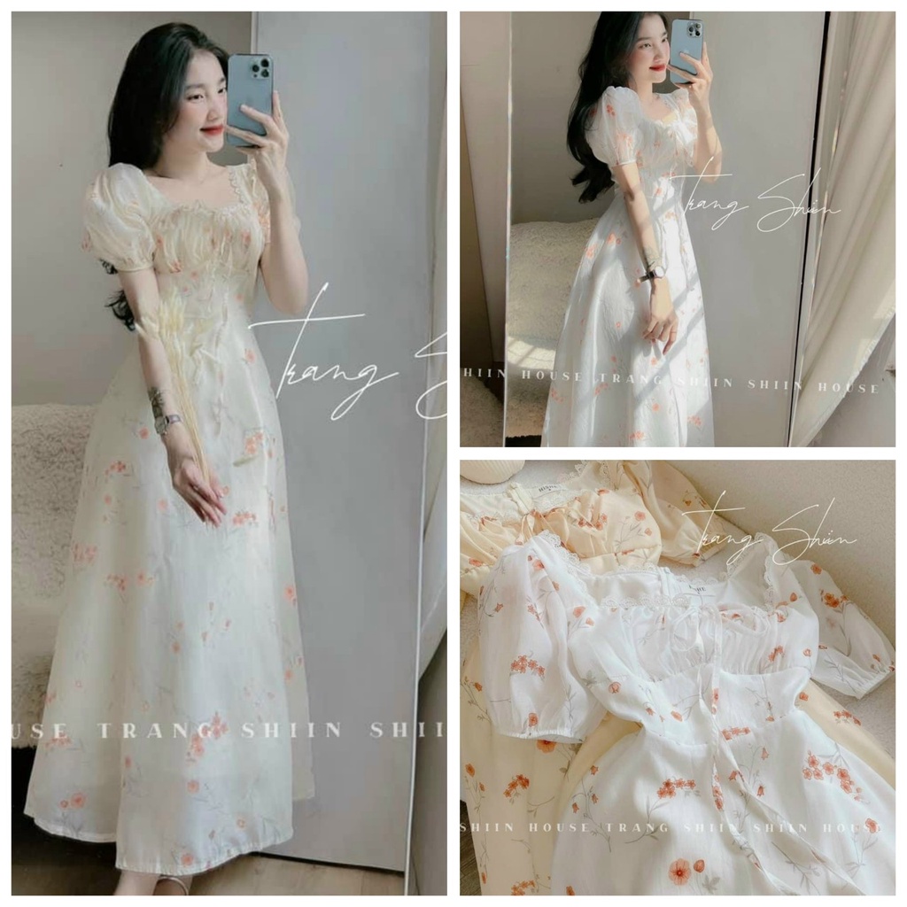 Đầm váy nữ voan lụa hoa mảnh mai xinh xắn siêu dễ thương thích hợp đi chơi, dự tiệc