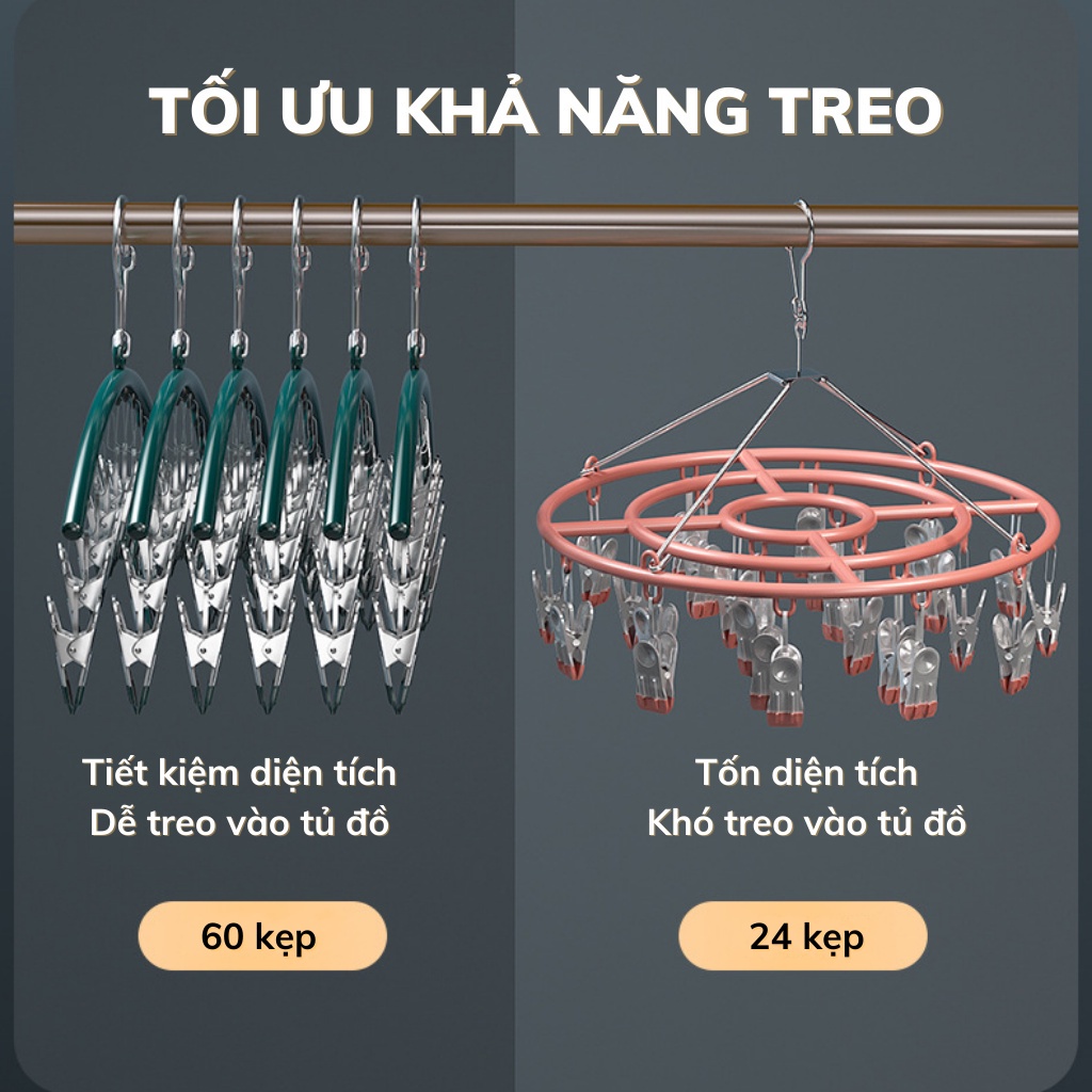 Móc Phơi Tất Đa Năng 10 Kẹp - Móc Treo Tiết Kiệm Diện Tích Phơi Đồ