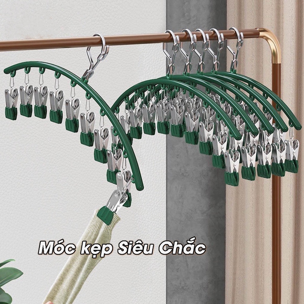 Móc Phơi Tất Đa Năng 10 Kẹp - Móc Treo Tiết Kiệm Diện Tích Phơi Đồ