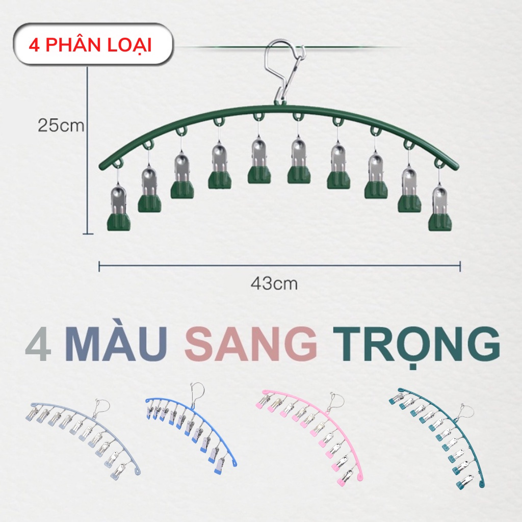 Móc Phơi Tất Đa Năng 10 Kẹp - Móc Treo Tiết Kiệm Diện Tích Phơi Đồ