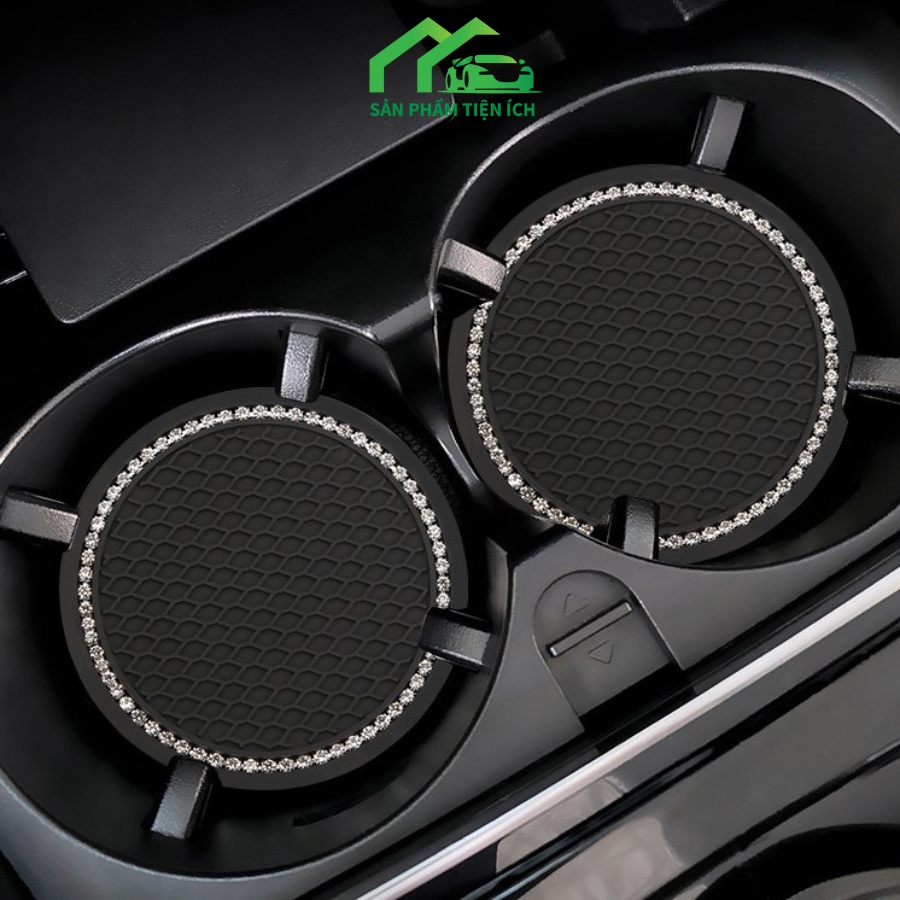 Miếng Lót Cốc Trên Xe Ô Tô Đính Đá Trang Trí Nội Thất Xe cao cấp - Đế lót cốc cao su cách nhiệt