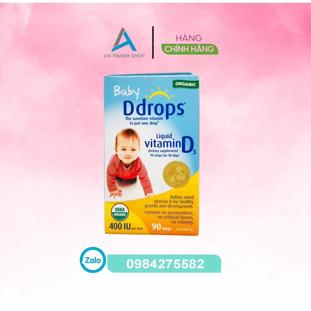 Bổ sung Vitamin D cho trẻ sơ sinh Baby Ddrops Vitamin D3 400IU 90 giọt