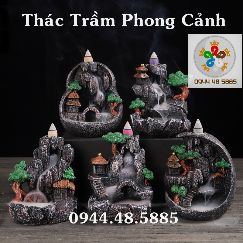 Thác Khói Trầm Hương Tặng 5 Nụ Trầm Khói Ngược Cao Cấp - Nhỏ Gọn Bàn Làm Việc - Xông Trầm - Thanh Tịnh