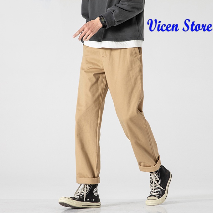 [MÃ VICEN30K250 GIẢM 15% TỐI ĐA 30K] Quần Baggy Kaki Cạp Chun Chất Kaki Cao Cấp VICENZO Ống Suông Thoải Mái. Quần Baggy | BigBuy360 - bigbuy360.vn