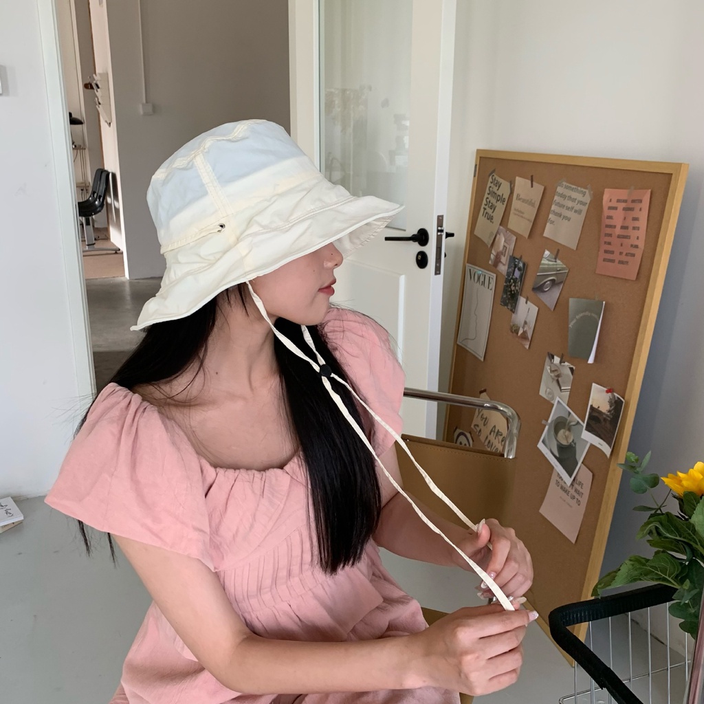 Nón Tai Bèo Mềm Phối Dây Rút Thời Trang Mùa Hè Hàn Quốc Dành Cho Nữ