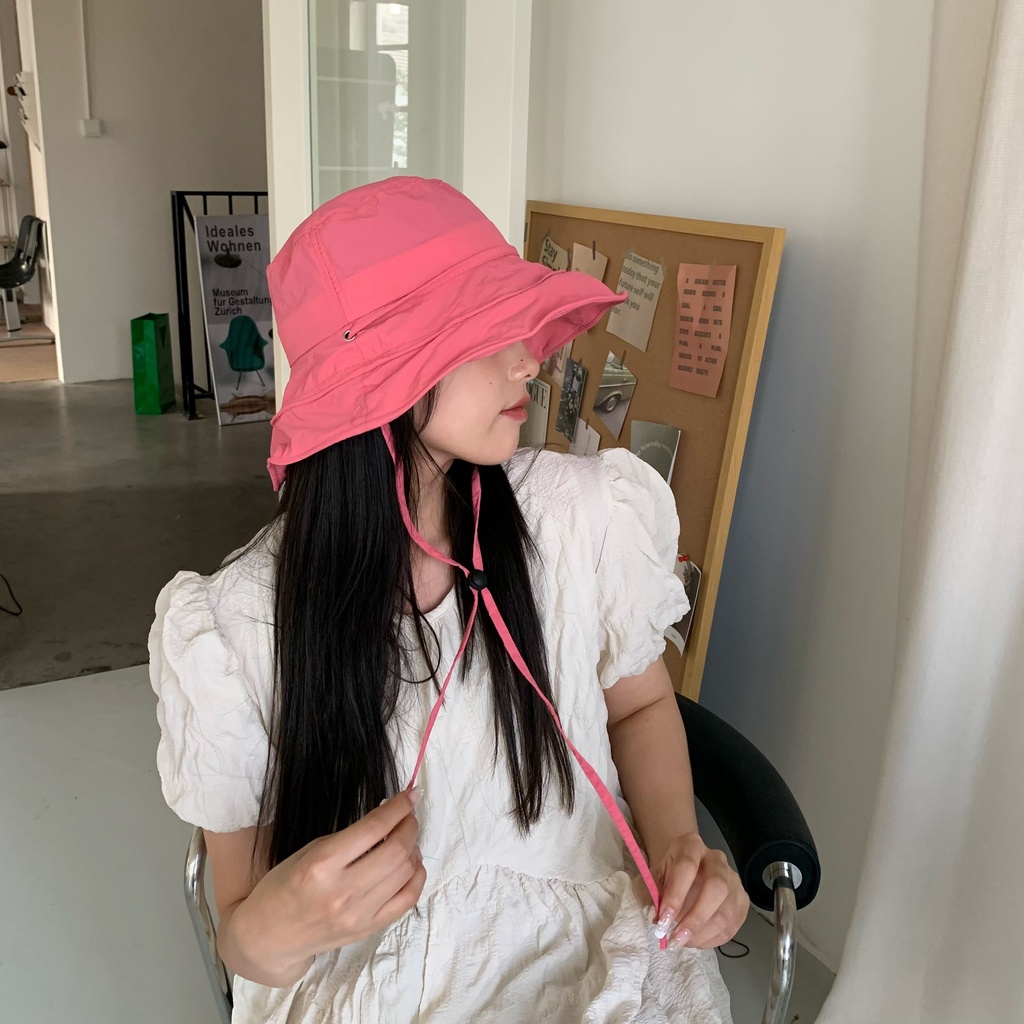 Nón Tai Bèo Mềm Phối Dây Rút Thời Trang Mùa Hè Hàn Quốc Dành Cho Nữ