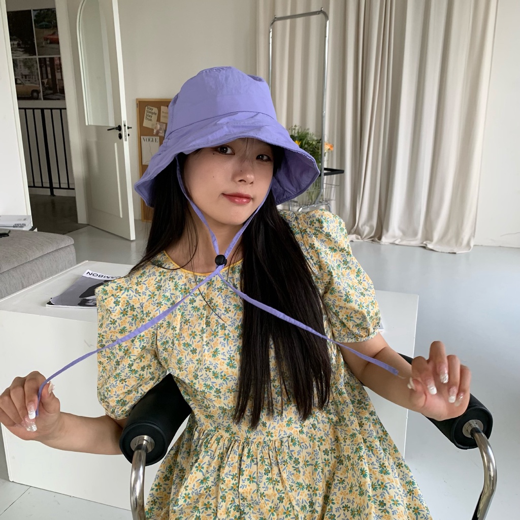 Nón Tai Bèo Mềm Phối Dây Rút Thời Trang Mùa Hè Hàn Quốc Dành Cho Nữ