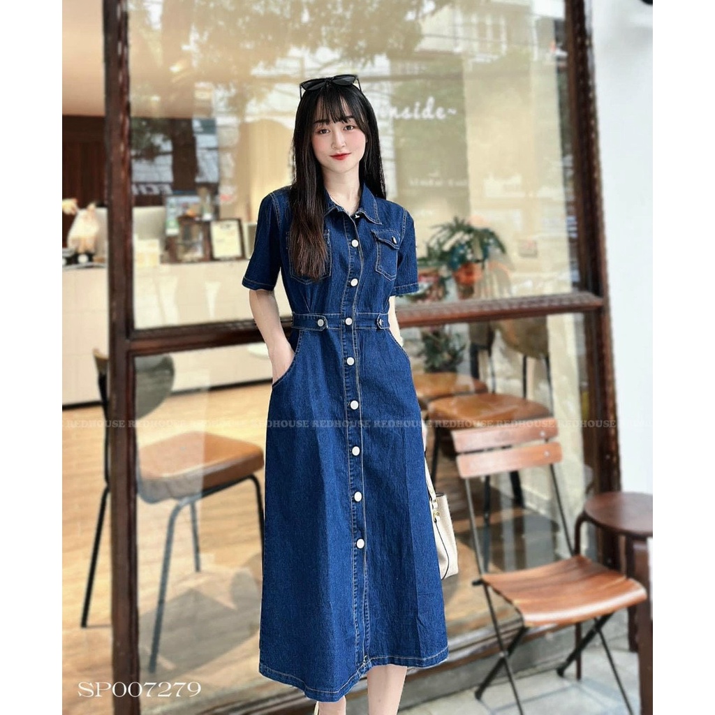 Váy denim polo Tiểu Thư cao cấp Váy bò hách dáng cực điêu HOT HIT 2023