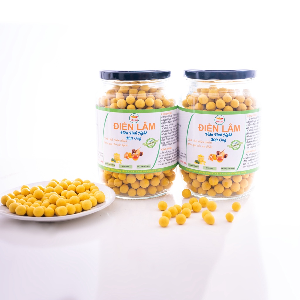 Viên Tinh bột nghệ mật ong rừng nguyên chất ĐIỀN LÂM hỗ trợ dạ dày, tiêu hóa, làm đẹp da 500gr