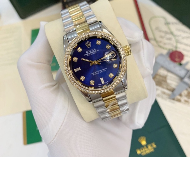 (Chính hãng) Đồng hồ nam Rlex - viền đá dây kim loại chống nước -rolex.vienda