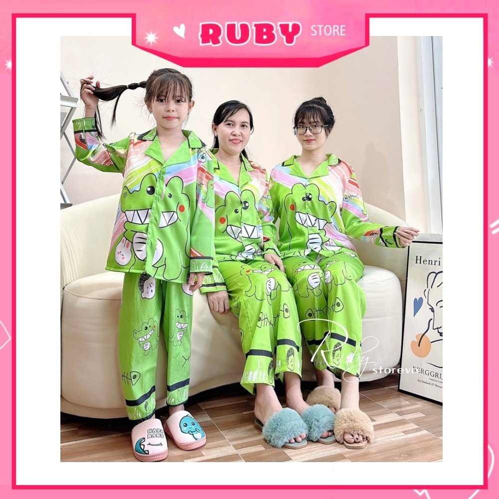 Đồ bộ lụa xước cao cấp cho bé Bộ pijama QUẦN DÀI cho bé chất lụa xước