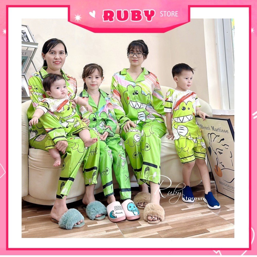 Đồ bộ lụa xước cao cấp cho bé Bộ pijama QUẦN DÀI cho bé chất lụa xước