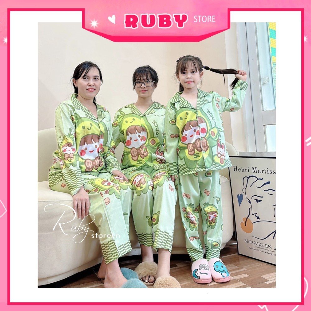 Đồ bộ lụa xước cao cấp cho bé Bộ pijama QUẦN DÀI cho bé chất lụa xước