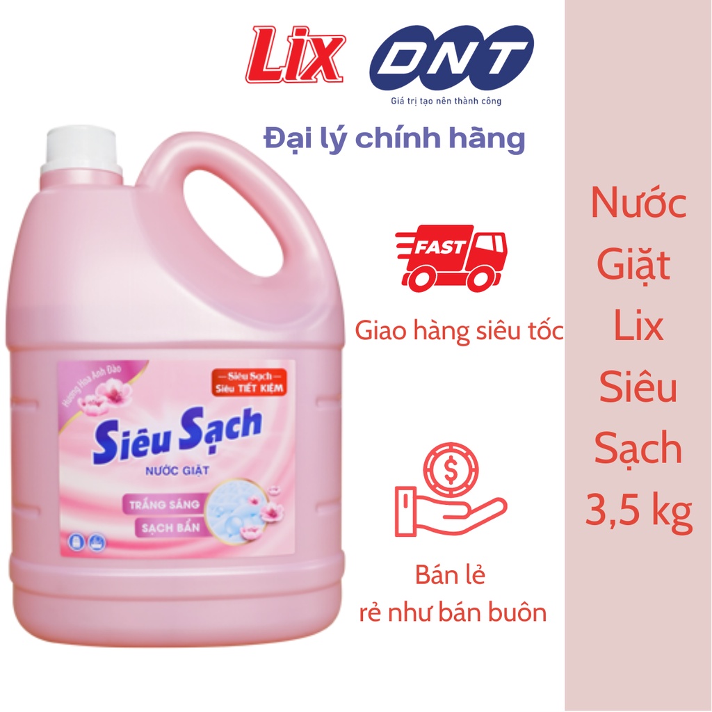 Nước Giặt LIX Siêu Sạch Hương Hoa Anh Đào 3,5kg - Phân phối Chính hãng