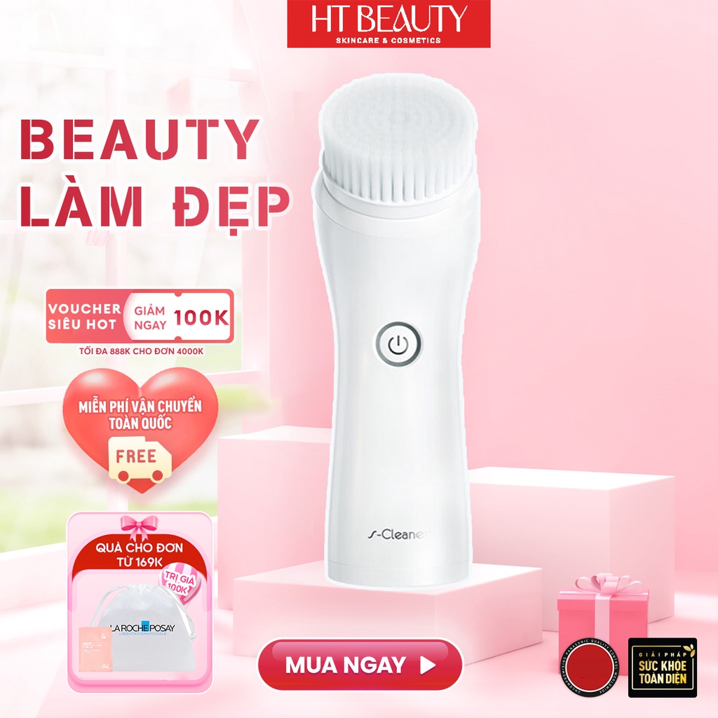 Máy rửa mặt công nghệ siêu âm 2 đầu cọ làm sạch 2in1 Nanotime F62Y và F62 HTBeauty làm sạch sâu, loại bỏ bã nhờn