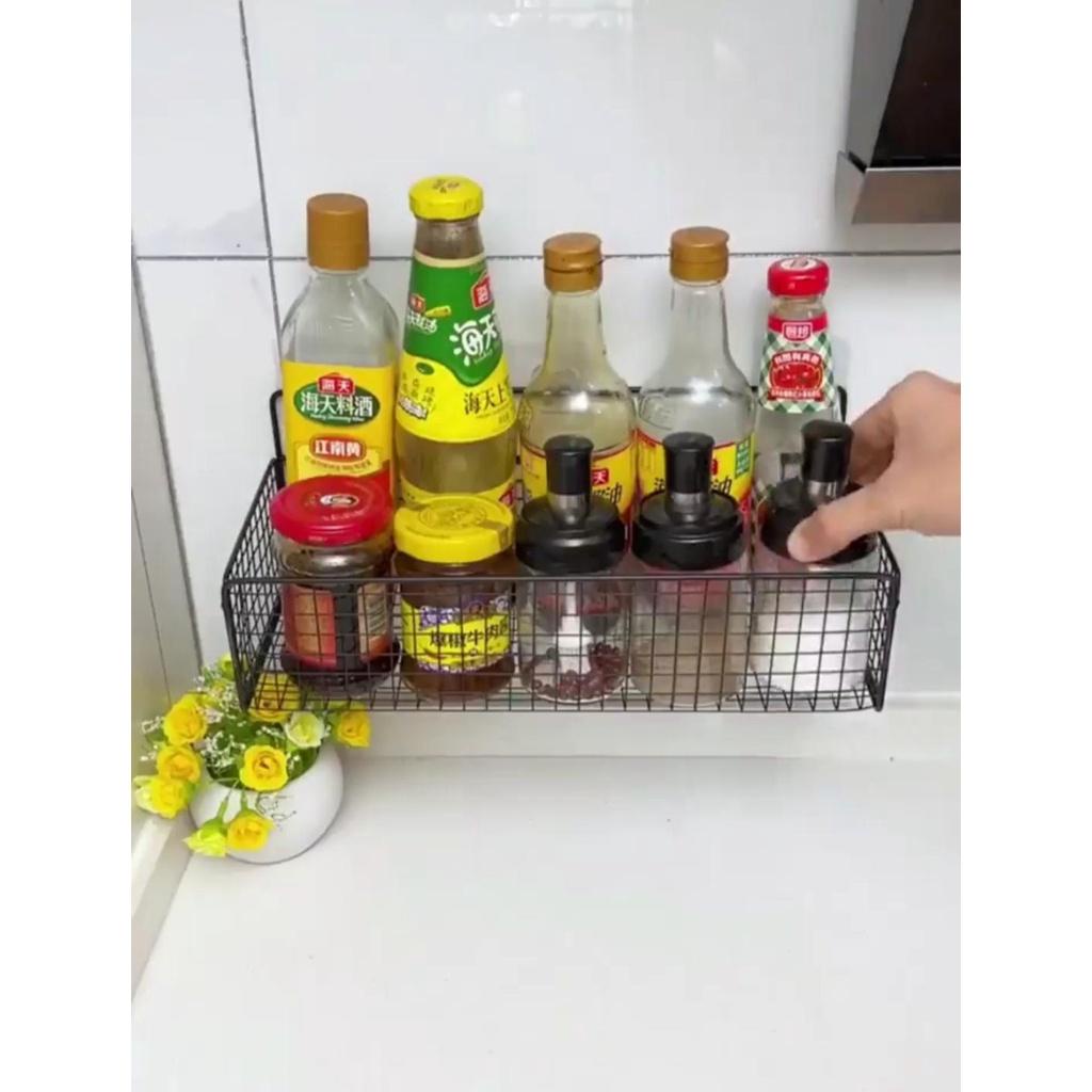 Kệ đựng gia vị đồ dùng nhà bếp thép sơn tĩnh điện cao cấp, Kệ để mỹ phẩm phòng tắm dán tường Oenen