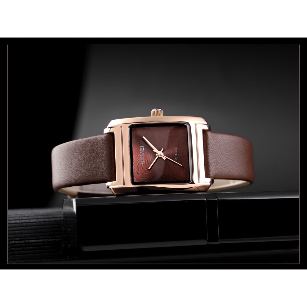 Đồng hồ nữ dây da mặt vuông chính hãng skmei 1432